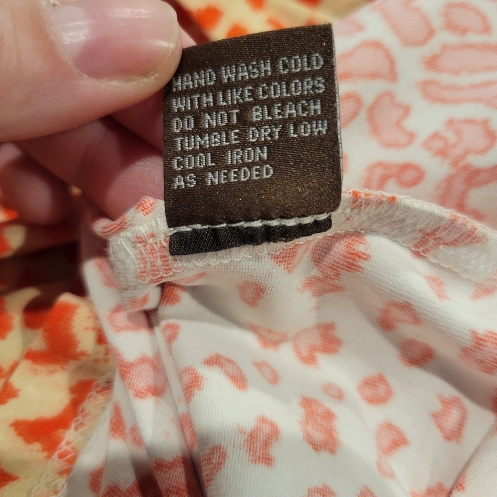 J Mclaughlin Size M Orange Animal Print Vneck Blouse - Picture 7 of 7